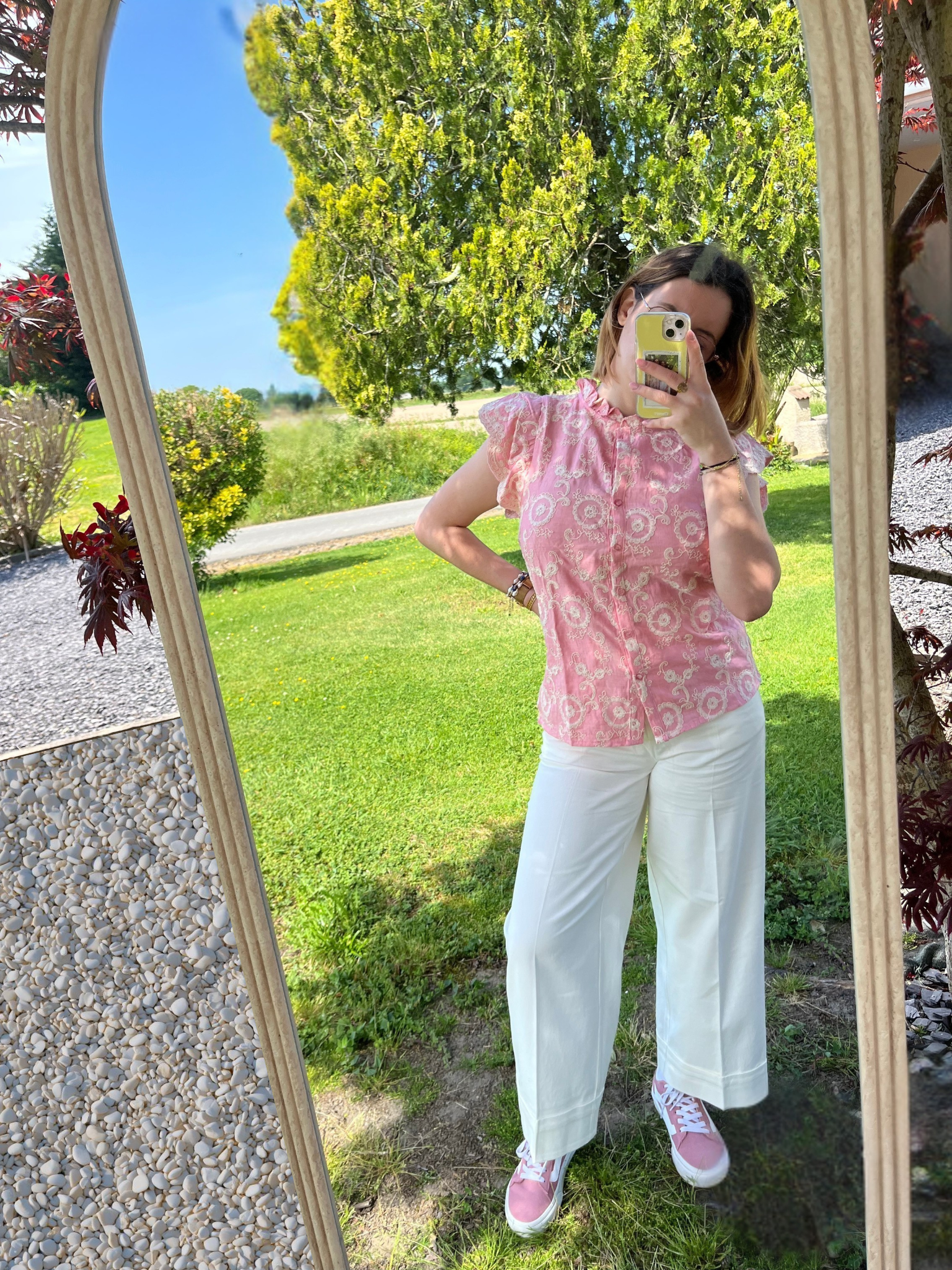 Pantalon large écru sable
