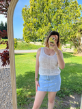 Top crochet écru lumière