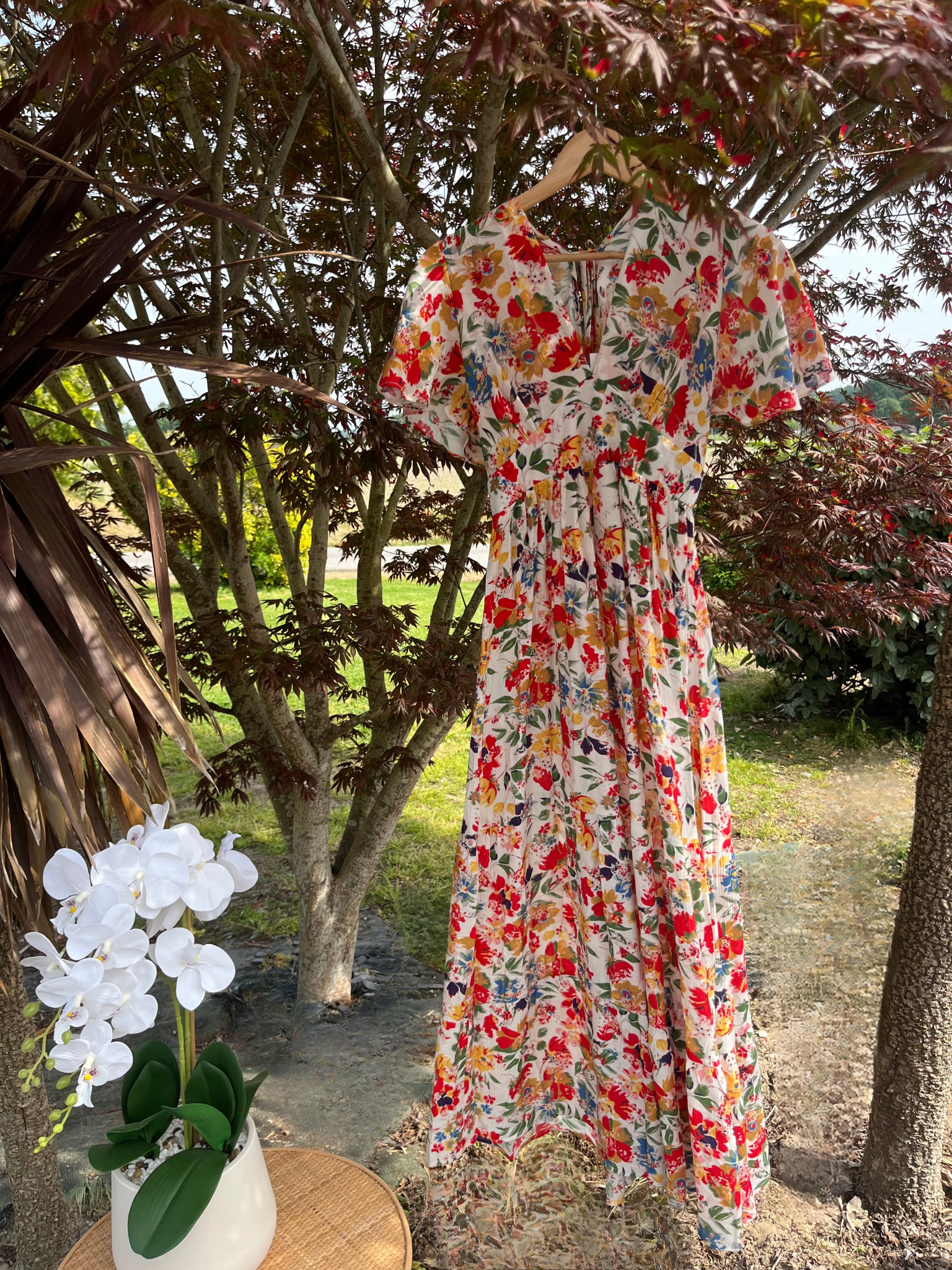Robe longue floraison crème