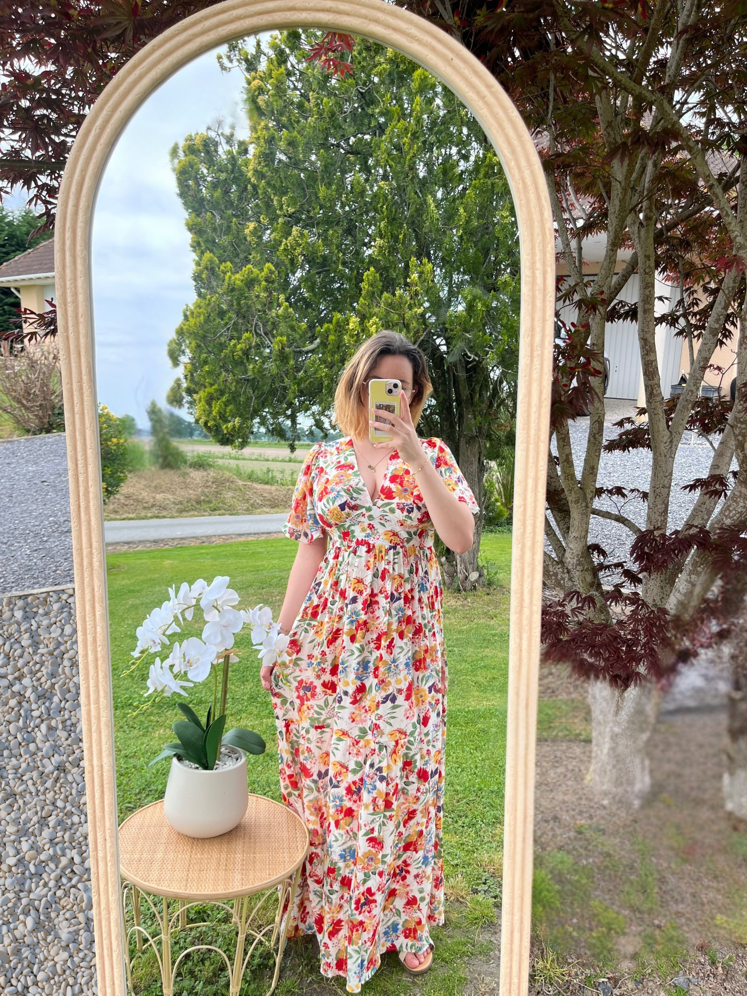 Robe longue floraison crème