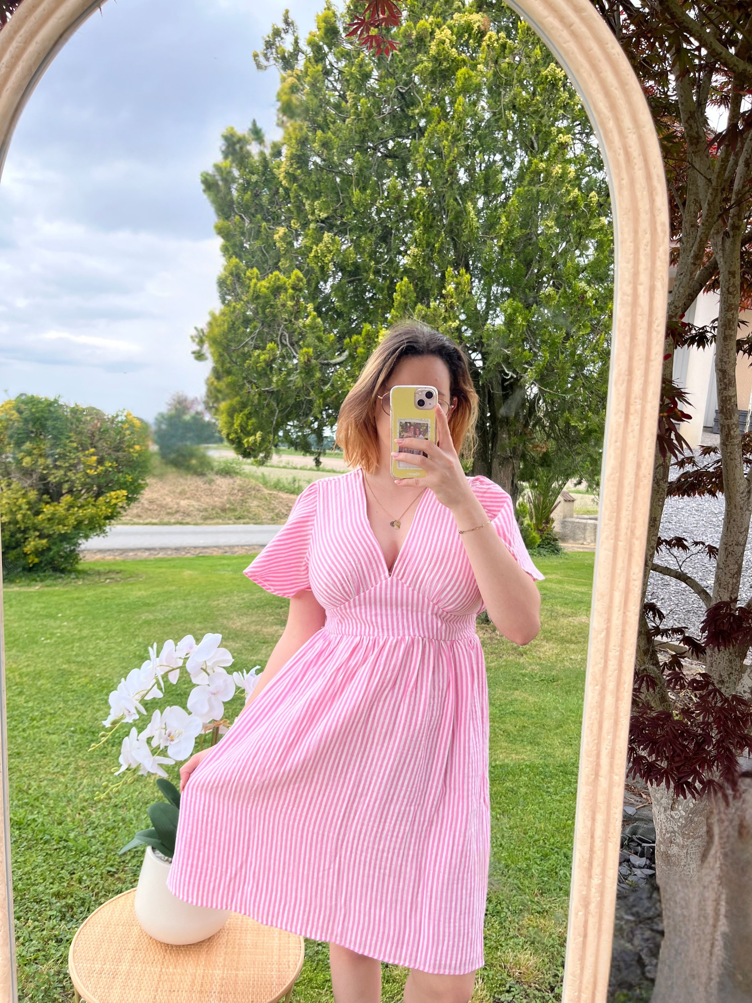 Robe courte marine rose