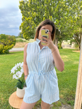 Combinaison short bleue azur