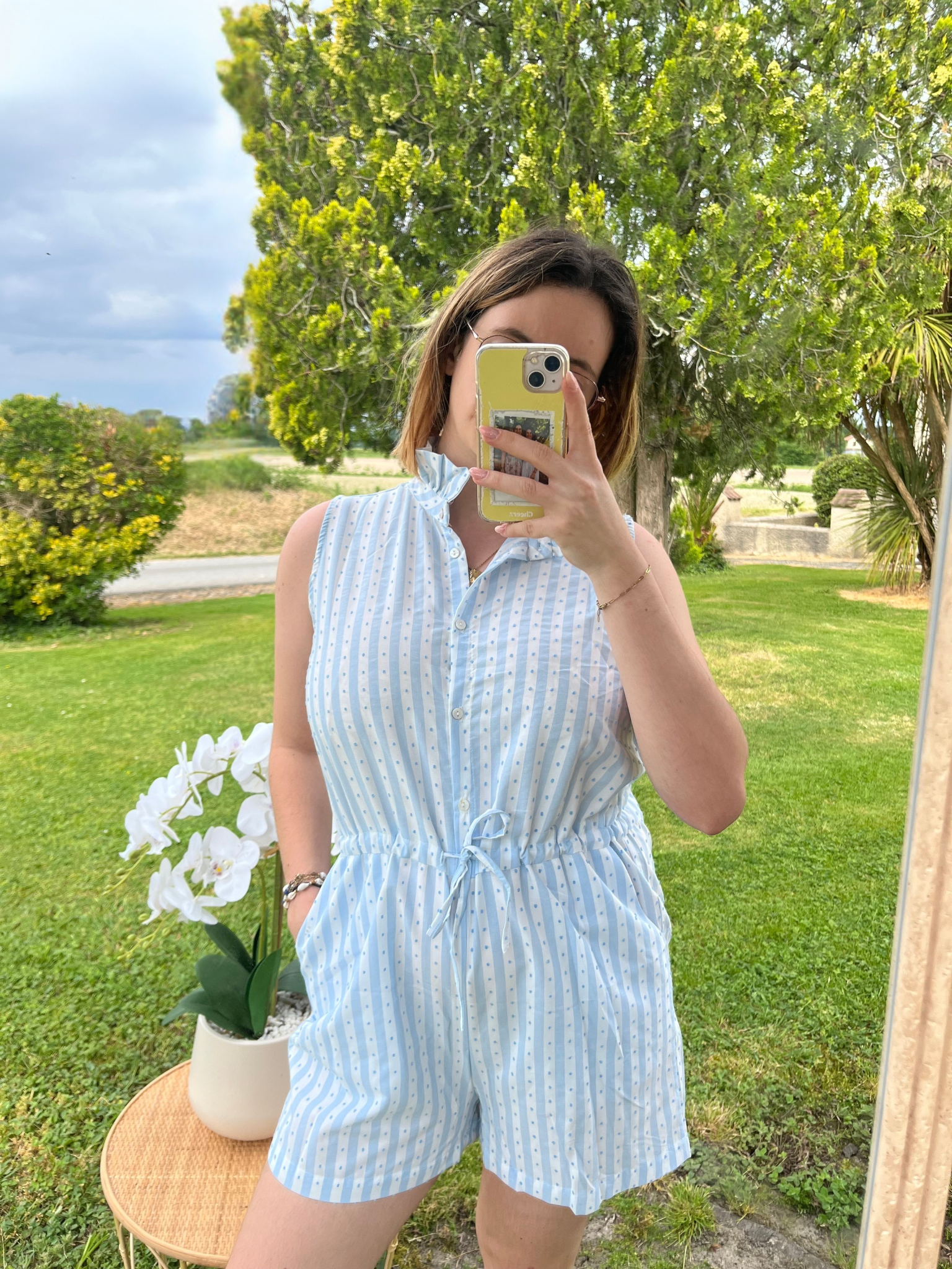 Combinaison short bleue azur