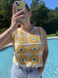 Top crochet fleurs