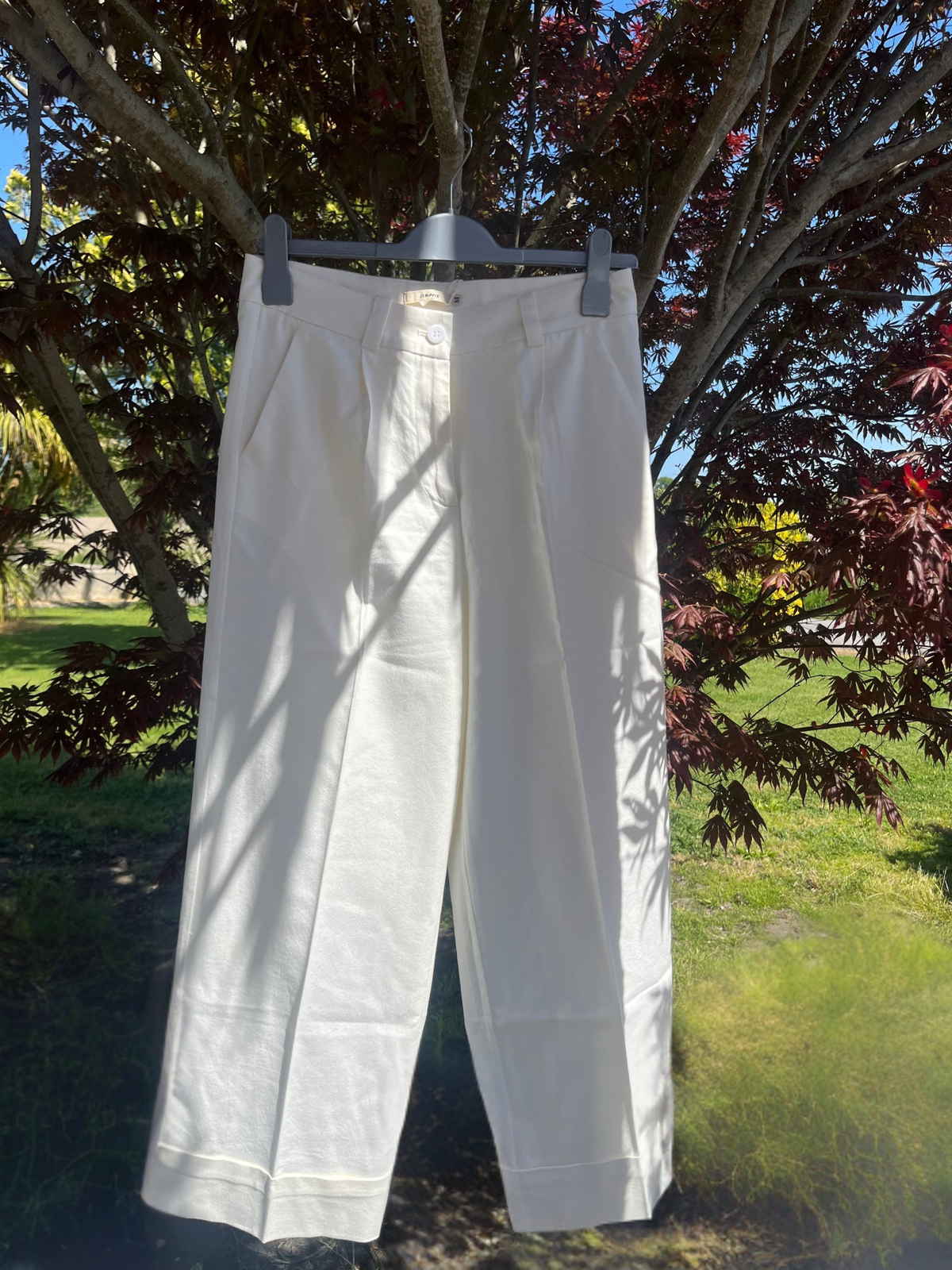 Pantalon large écru sable