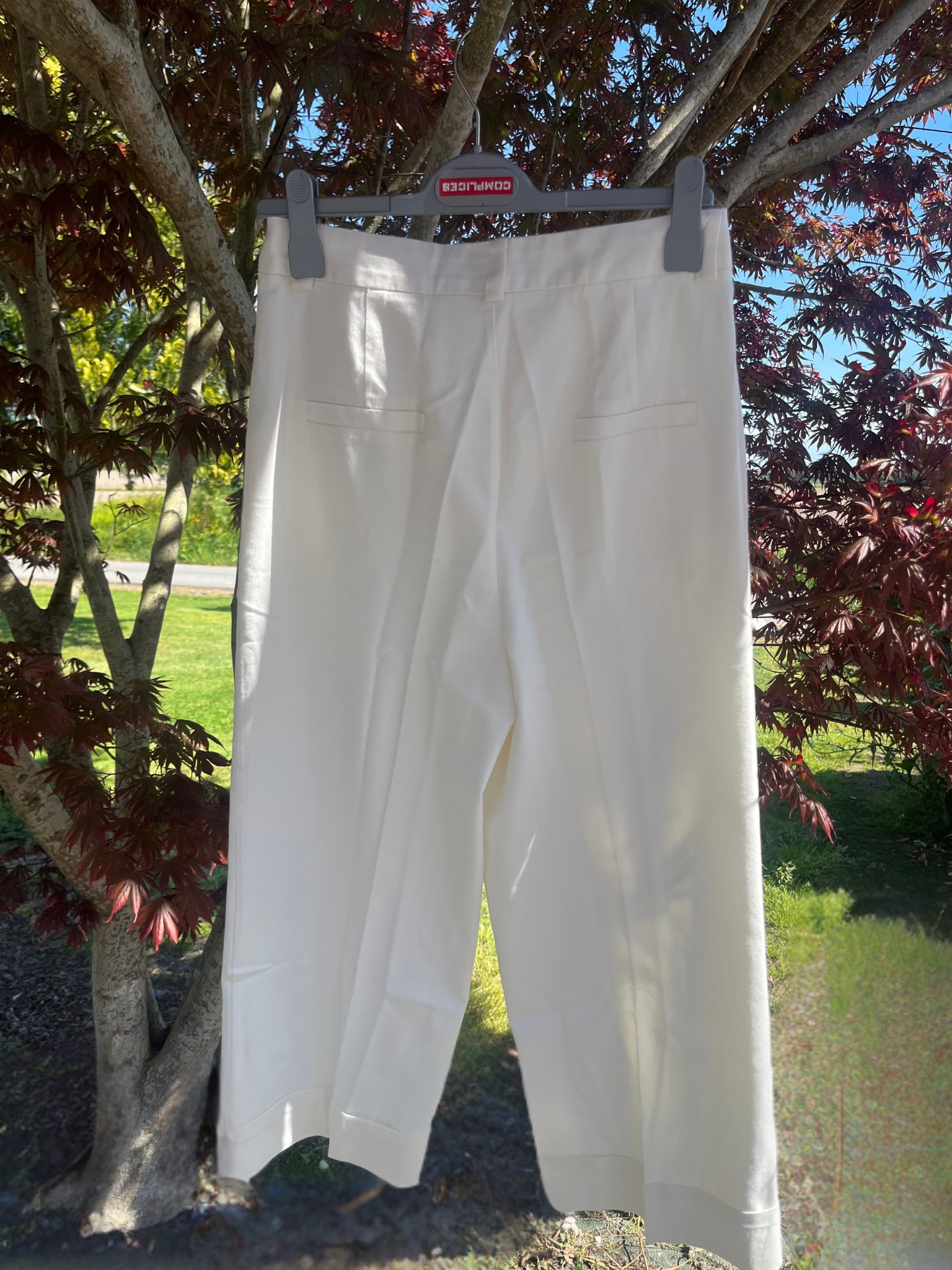 Pantalon large écru sable