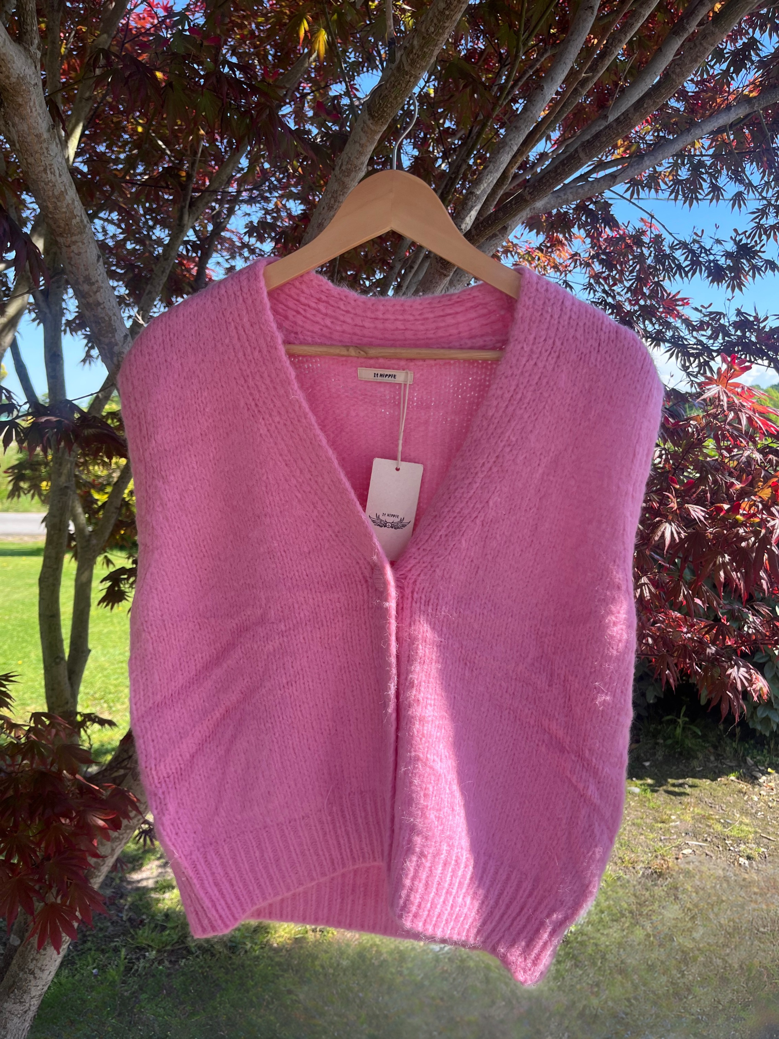 Pull sans manches rose pétale